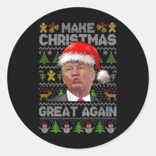 Sticker Rond Trump Ill Christmas Tee humoristique