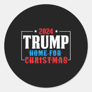 Sticker Rond Trump Je serai à la maison pour Noël Lumières Noël