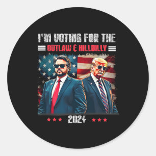 Sticker Rond Trump Je vote pour le hors-la-loi et Hillbilly Tru
