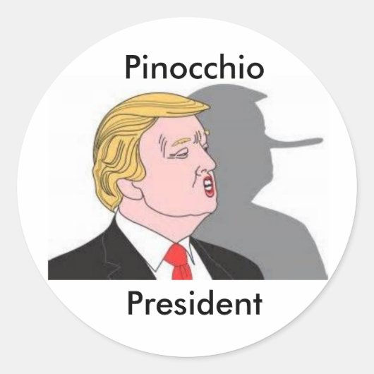 Sticker Rond Trump l'autocollant du président Pinocchio (Devant)