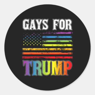 Sticker Rond Trump Lgbt Pride Gay Rainbow Flag Vote Republic