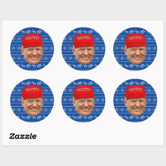 Sticker Rond TRUMP MAGA Noël (Feuille)