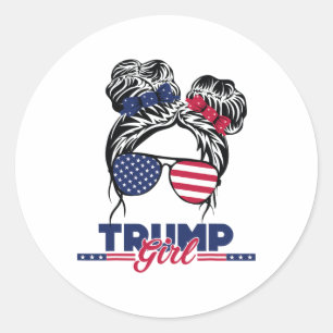 Sticker Rond Trump Maman Jour d'investiture 2025 Messy Bun Amer