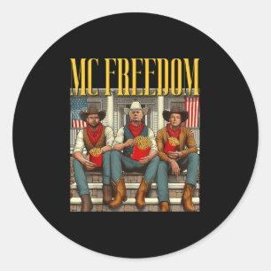 Sticker Rond Trump Mc Freedom Funny Trump 2024 Christmas Black