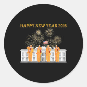 Sticker Rond Trump Nouvel An 2025 Feu d'artifice de la Maison B