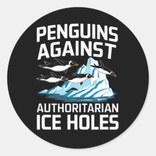 Sticker Rond Trump Penguins contre les trous de glace autoritai