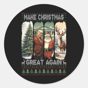 Sticker Rond Trump Père Noël 47ème Président à Noël