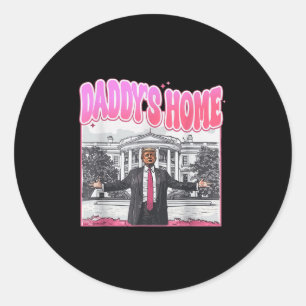 Sticker Rond Trump Président 47th Daddys Maison Blanche Drôle