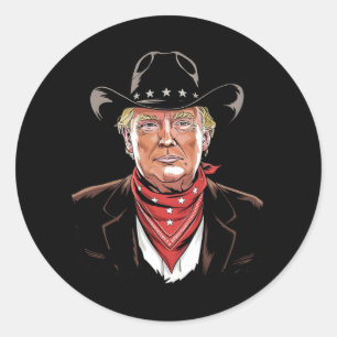 Sticker Rond Trump Président Cowboy Patriotique