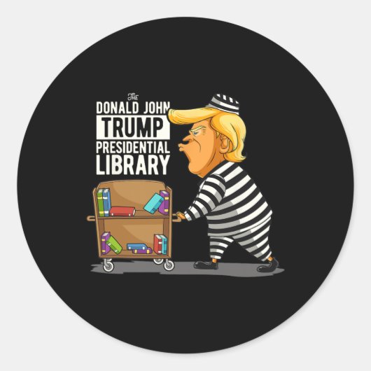 Sticker Rond Trump Presidential Library Funny Anti Trump (Devant)