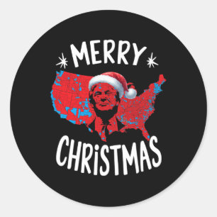 Sticker Rond Trump Red Election Map Joyeux Noël Trump Winne