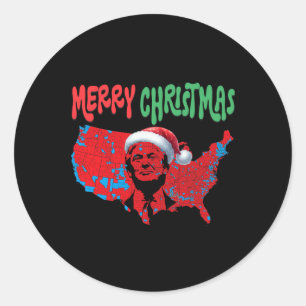 Sticker Rond Trump Red Election Map Joyeux Noël Trump Winne