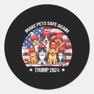 Sticker Rond Trump Rend Les Animaux De Compagnie Sûrs Encore Dr