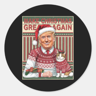 Sticker Rond Trump rend Noël super à nouveau Noël laid Xm