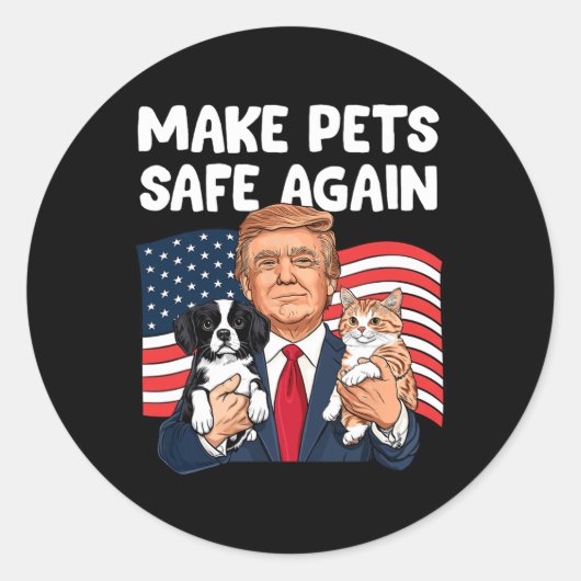 Sticker Rond Trump Rendre les animaux en sécurité à nouveau amu (Devant)