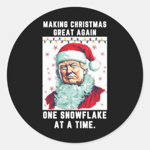 Sticker Rond Trump Rendre Noël Grand Une Fois De Plus Un Snowfl