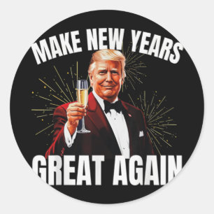 Sticker Rond Trump Rendre sa grandeur au Nouvel An Joyeux au No