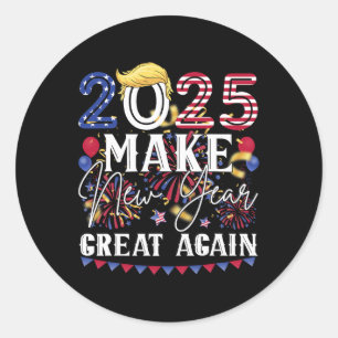 Sticker Rond Trump Rendre sa grandeur au Nouvel An Joyeux au No
