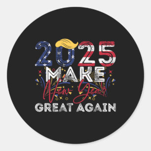 Sticker Rond Trump Rendre sa grandeur au Nouvel An Joyeux au No
