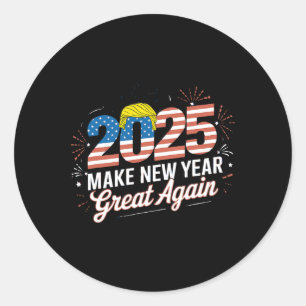 Sticker Rond Trump Rendre sa grandeur au Nouvel An Joyeux au No