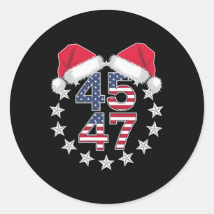 Sticker Rond Trump Retour 45 47 Président Usa Santa Hat Christ