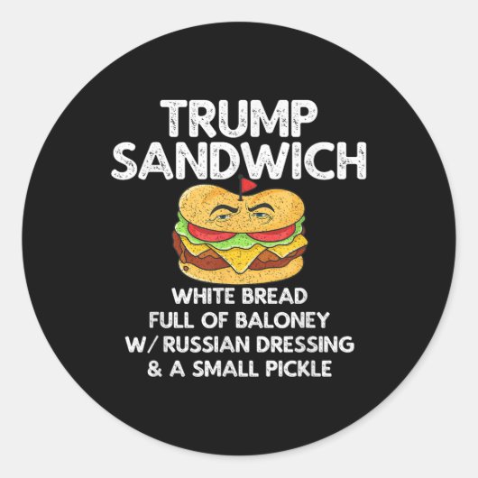 Sticker Rond Trump Sandwich Anti-Trump Vintage (Devant)