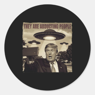 Sticker Rond Trump Selfie Ufo Enlèvement d'Aliens
