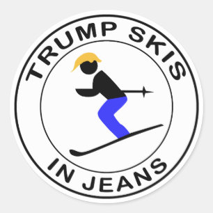 Sticker Rond Trump Skis In Jeans