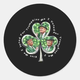 Sticker Rond Trump St Patrick's Day 2025 Funny Kiss Me J'ai vot