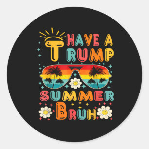 Sticker Rond Trump Summer Bruh Funny