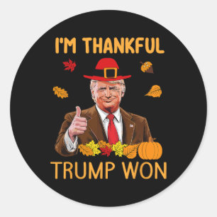 Sticker Rond Trump Thanksgiving Je remercie Trump d'avoir gagné