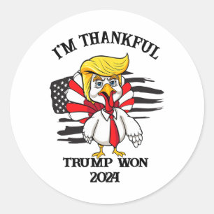 Sticker Rond Trump Thanksgiving Je remercie Trump Won