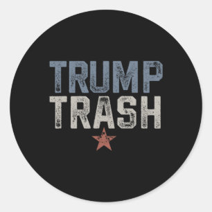 Sticker Rond Trump Trash 2024 Grunge Vintage Garbyge Pour Trump