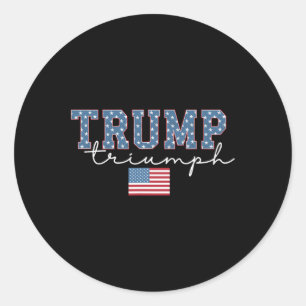 Sticker Rond Trump Triomphe Drapeau Américain Étoiles 2025 Gagn