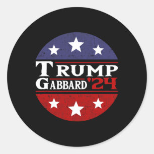 Sticker Rond Trump Tulsi Gabbard 2024 Drapeau conservateur amér