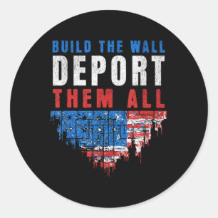 Sticker Rond Trump Va Construire Le Mur Les Déporter Tous Élec