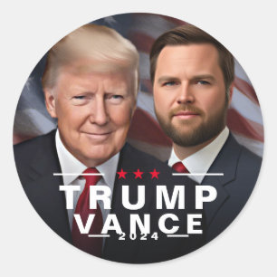 Sticker Rond Trump Vance 2024 Président républicain VP