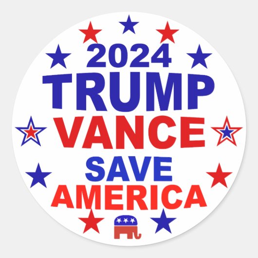 Sticker Rond Trump Vance 2024 Sauvez l'Amérique (Devant)