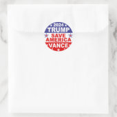 STICKER ROND TRUMP VANCE 2024 SAVE AMERICA (Sac)
