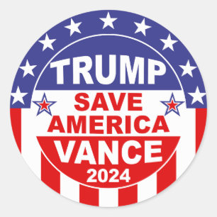 STICKER ROND TRUMP VANCE 2024 SAVE AMERICA