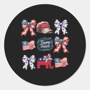 Sticker Rond Trump Vance Bow Coquette Vote Présidentiel 2024 El