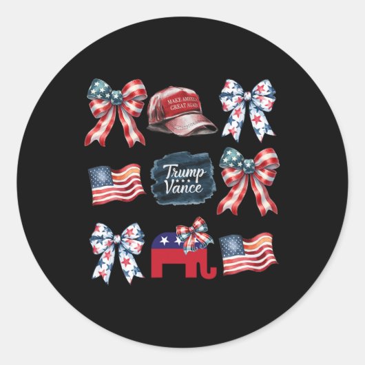 Sticker Rond Trump Vance Bow Coquette Vote Présidentiel 2024 El (Devant)