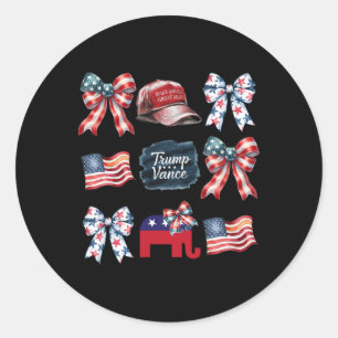 Sticker Rond Trump Vance Bow Coquette Vote Présidentiel 2025 El
