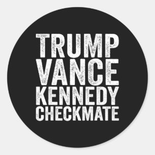 Sticker Rond Trump Vance Kennedy Échec et Mat 2025 Président Ré