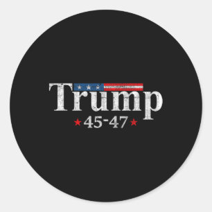 Sticker Rond Trump vintage 2024 Drapeau américain rétro 45-47 T