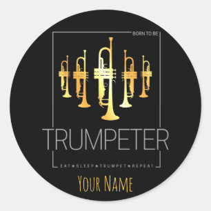 Sticker Rond Trumpet né pour être trompette pour les musicien