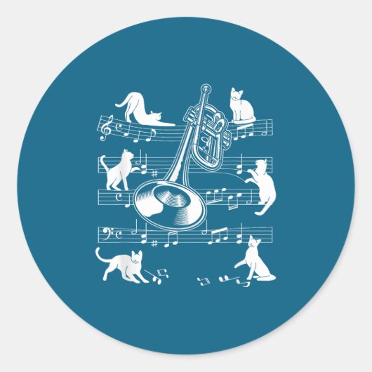 Sticker Rond Trumpeter Cats For Cat Loving Trumpet Player  (Devant)