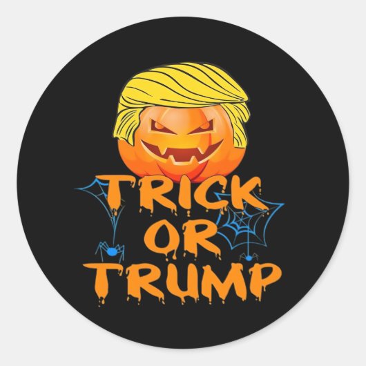 Sticker Rond Trumpkin Drôle Design Pour Halloween (Devant)