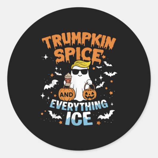 Sticker Rond Trumpkin Sce et tout glace automne hallow (Devant)