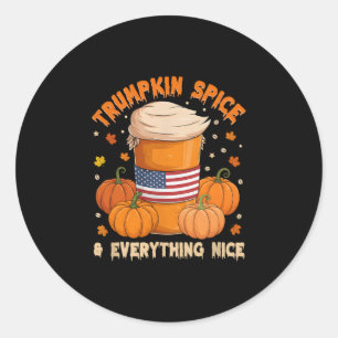 Sticker Rond Trumpkin Spice Thanksgiving Pumpkin Café Tout
